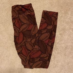 Lularoe One Size (thru size 12) Leggings-dark brown football 🏈 pattern